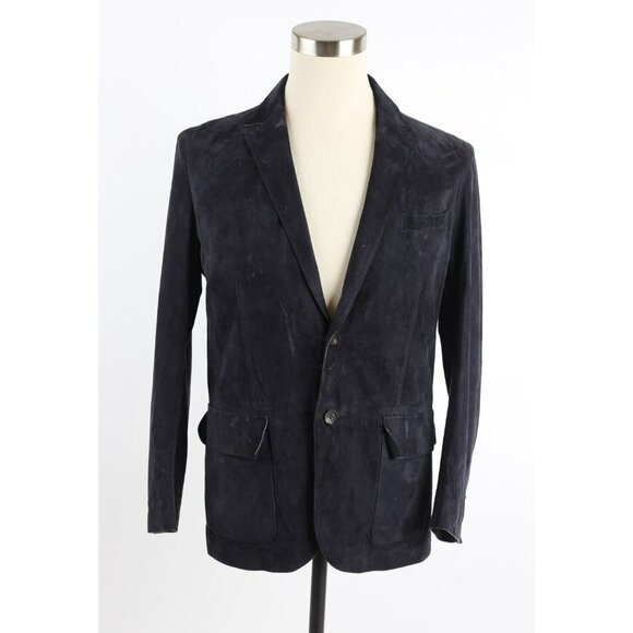 $4995 Ermenegildo Zegna Lamb Leather Blazer Jacket SZ 48/38 Dark Navy